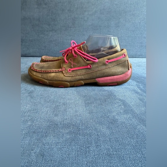 Twisted X Slip On Driving Moccasin Women’s SZ 8.5 M Brown Pink Breast Cancer - Picture 4 of 9